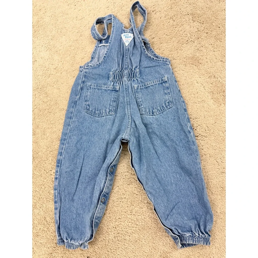 Baby B'gosh Overalls Kids 24M Blue Denim Vintage Pleated Snap Inseam